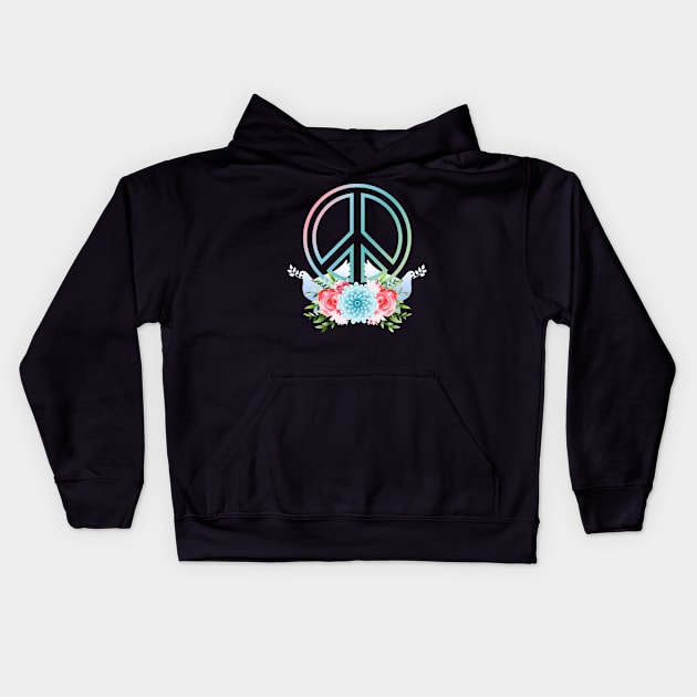 Peace Symbol colorful anti War Kids Hoodie by Foxxy Merch